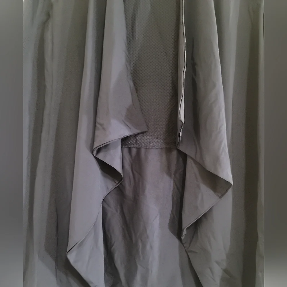 Zuda Active Draped Open Front Jacket Small Thumbholes Vented Back Cinch Waist